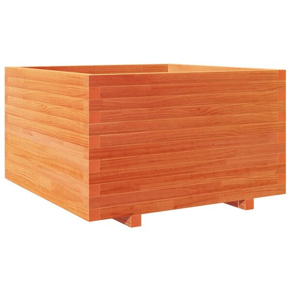 vidaXL Jardinera madera maciza de pino marr&oacute;n cera 80x80x49,5 cm