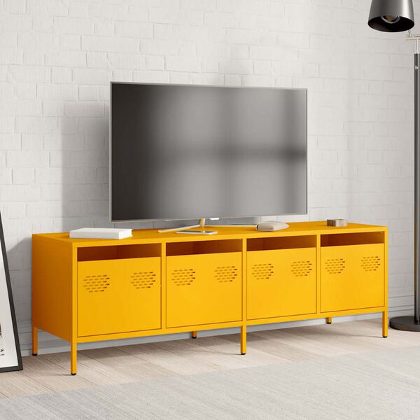 vidaXL Mueble para TV acero laminado en frío amarillo 135x39x43,5 cm
