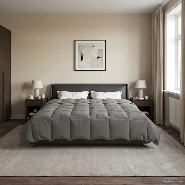 vidaXL Edred&oacute;n de Verano Acolchado Gris Claro 200 x 200 cm Microfibra