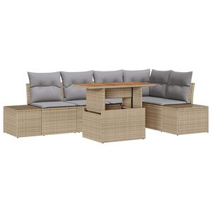vidaXL Conjunto de Comedor de Jard&iacute;n con coj&iacute;n 6 pcs Beige y gris