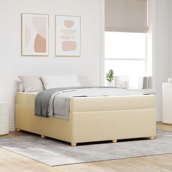 vidaXL Estructura de cama con colch&oacute;n Crema 140 x 200 cm tela