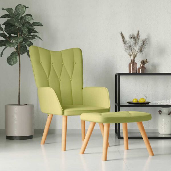 vidaXL Silla de relajaci&oacute;n con taburete de tela verde