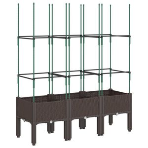 vidaXL Jardinera con enrejado PP marr&oacute;n 120x40x142,5 cm