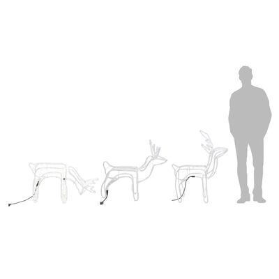 vidaXL Set de figuras de reno de Navidad 3 piezas blanco frío