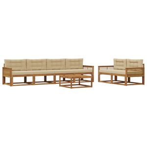 vidaXL Conjunto de sof&aacute;s de exterior con coj&iacute;n 7 pcs Natural y Beige
