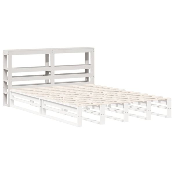 vidaXL Cabecero de cama con estantes madera maciza pino blanco 160 cm