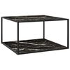 vidaXL Mesa de centro negra con vidrio de m&aacute;rmol negro 90x90x50 cm