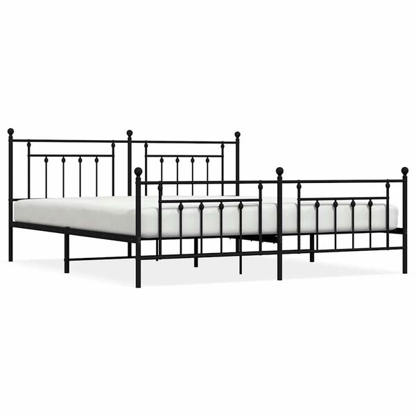 vidaXL Estructura cama sin colch&oacute;n con estribo metal negro 193x203 cm