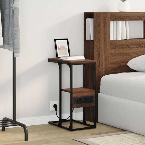 vidaXL Armario de Noche con caj&oacute;n Marr&oacute;n roble 41.5 x 26 x 60.5 cm