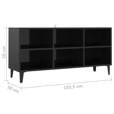vidaXL Mueble de TV con patas de metal negro brillante 103,5x30x50 cm