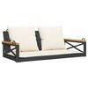 vidaXL Banco columpio con cojines rat&aacute;n sint&eacute;tico negro 109x62x40 cm