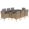 vidaXL Set comedor de jard&iacute;n 9 pzas con cojines rat&aacute;n sint&eacute;tico beige