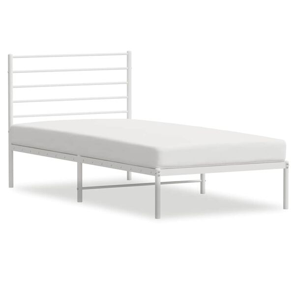 vidaXL Estructura cama sin colch&oacute;n con cabecero metal blanco 90x200 cm