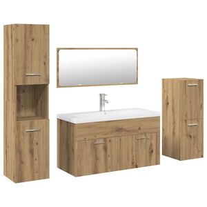 vidaXL Juego de muebles ba&ntilde;o 5 piezas madera ingenier&iacute;a roble artisan