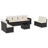 vidaXL Set de sof&aacute;s de jard&iacute;n 8 piezas y cojines rat&aacute;n sint&eacute;tico negro