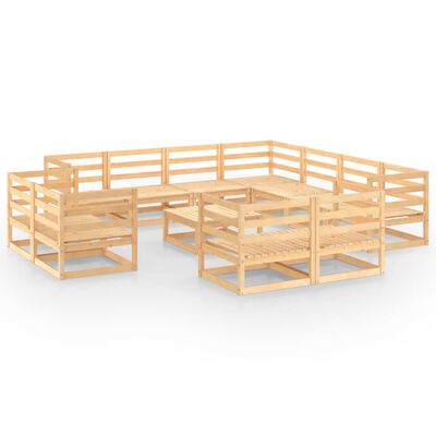 vidaXL Juego de muebles de jardín 12 piezas madera maciza de pino
