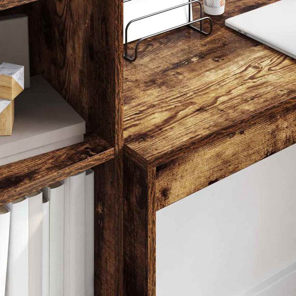 vidaXL Escritorio con caj&oacute;n 2 pcs Roble ahumado