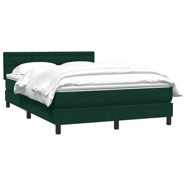 vidaXL Cama box spring con colch&oacute;n terciopelo verde oscuro 160x210 cm