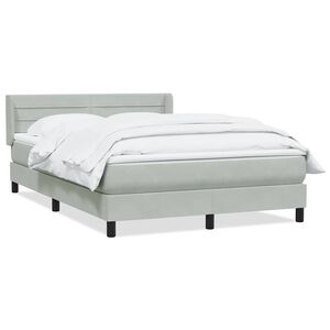 vidaXL Cama box spring con colch&oacute;n terciopelo gris claro 160x220 cm