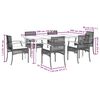 vidaXL Set comedor jard&iacute;n 7 pzas y cojines rat&aacute;n sint&eacute;tico gris