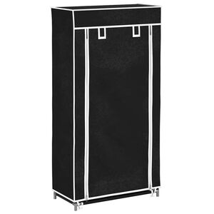 vidaXL Zapatero de tela con cubierta negro 58x28x106 cm