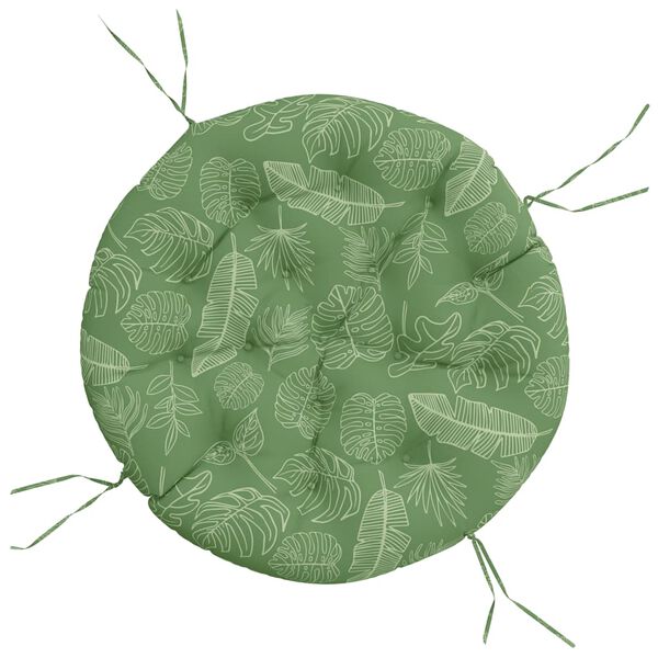 vidaXL Coj&iacute;n redondo tela Oxford estampado de hojas &Oslash; 100x11 cm