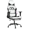 vidaXL Silla gaming con reposapi&eacute;s cuero sint&eacute;tico blanco negro