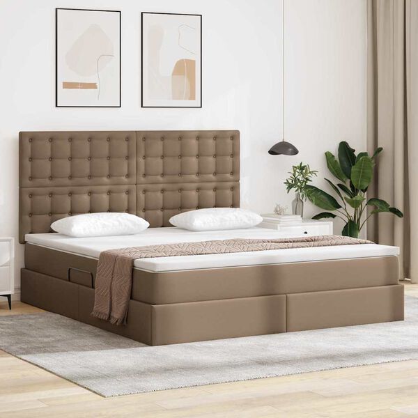 vidaXL Cama con almacenamiento Capuchino 160 x 200 cm Cuero sint&eacute;tico