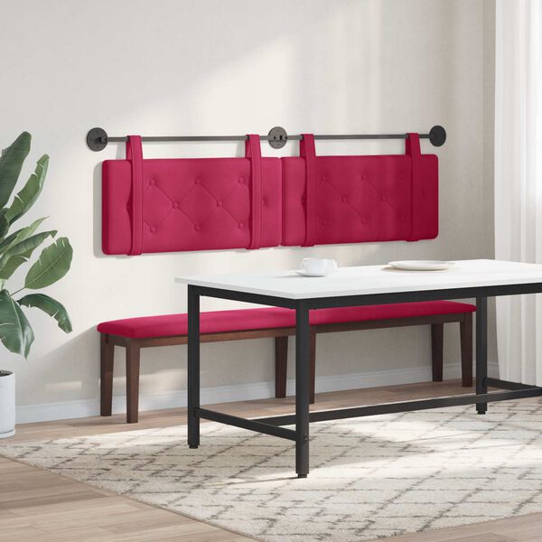 vidaXL Cabecera Colgante Rojo vino 170 x 55 x 5 cm Terciopelo