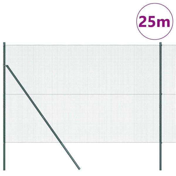 vidaXL Poste de Valla Verde 25 x 1,6 m (malla de 12 x 12 mm)
