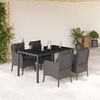 vidaXL Set de muebles jard&iacute;n 5 pzas con cojines rat&aacute;n sint&eacute;tico negro