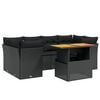 vidaXL Set de comedor de jard&iacute;n 7 pzas y cojines rat&aacute;n sint&eacute;tico negro