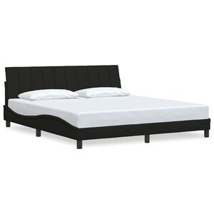 vidaXL Estructura de cama sin colch&oacute;n Hanko tela negro 180x200 cm