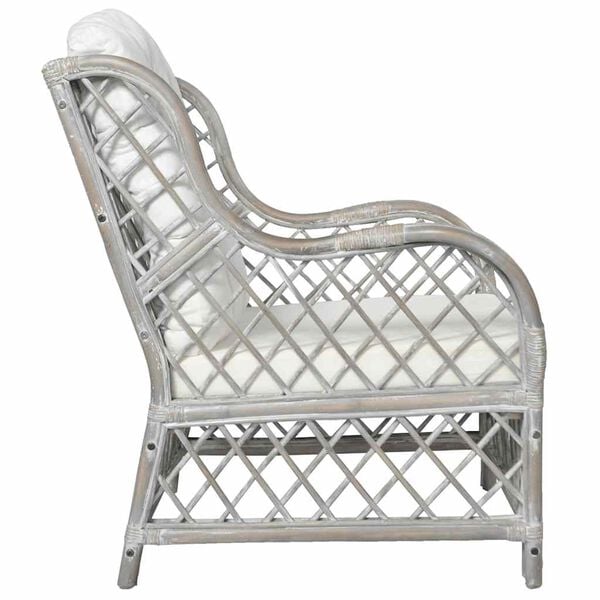 vidaXL Sof&aacute; con coj&iacute;n rat&aacute;n natural y lino gris