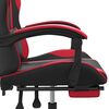 vidaXL Silla gaming giratoria y reposapiés cuero sintético negro rojo