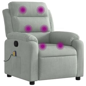 vidaXL Sill&oacute;n reclinable de masaje de terciopelo gris claro