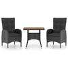 vidaXL Muebles de jard&iacute;n 3 piezas rat&aacute;n sint&eacute;tico negro madera acacia