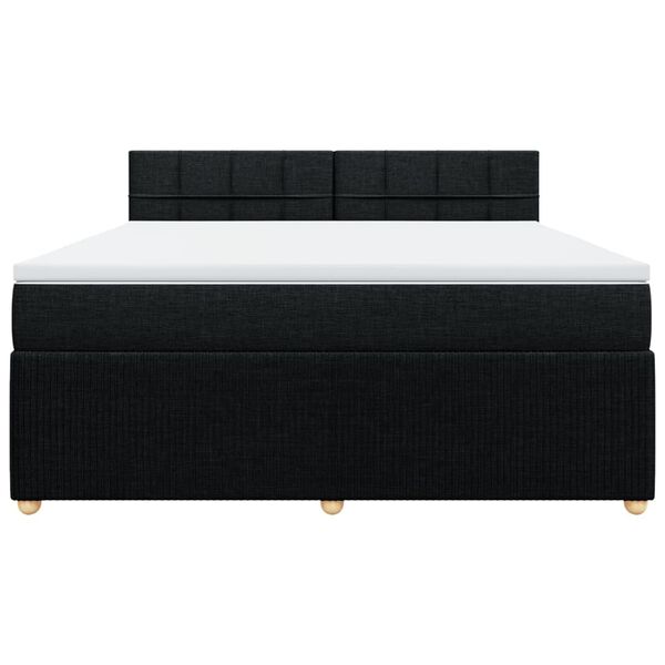 vidaXL Cama box spring con colch&oacute;n tela negro 180x200 cm