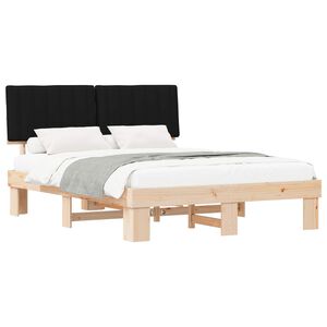 vidaXL Estructura de Cama con Cabecera Tapizada Negro 150 x 200 cm