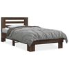 vidaXL Estructura cama madera ingenier&iacute;a metal marr&oacute;n roble 90x190 cm