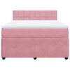 vidaXL Cama box spring con colch&oacute;n terciopelo rosa 160x200 cm