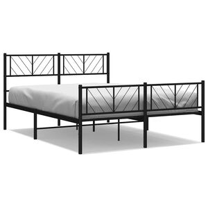 vidaXL Estructura cama sin colch&oacute;n con estribo metal negro 135x190 cm