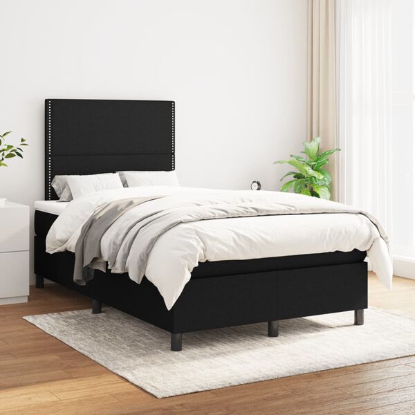 vidaXL Cama box spring con colch&oacute;n tela negro 120x190 cm