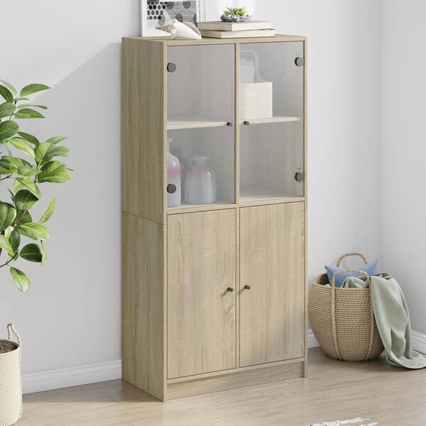 vidaXL Aparador alto con puertas madera roble Sonoma 68x37x142 cm