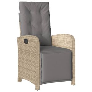 vidaXL Sill&oacute;n reclinable de jard&iacute;n con reposapi&eacute;s rat&aacute;n PE beige mixto