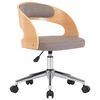 vidaXL Silla de oficina giratoria de madera curvada y tela gris taupe