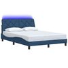 vidaXL Estructura de cama con LED sin colch&oacute;n tela azul 140x190 cm