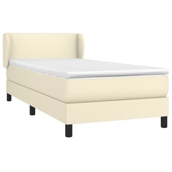 vidaXL Cama box spring con colch&oacute;n cuero sint&eacute;tico crema 80x200 cm