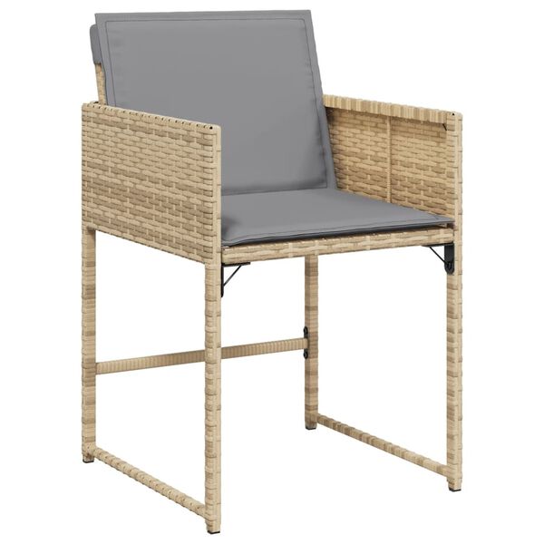vidaXL Set comedor de jard&iacute;n 11 pzas con cojines rat&aacute;n sint&eacute;tico beige