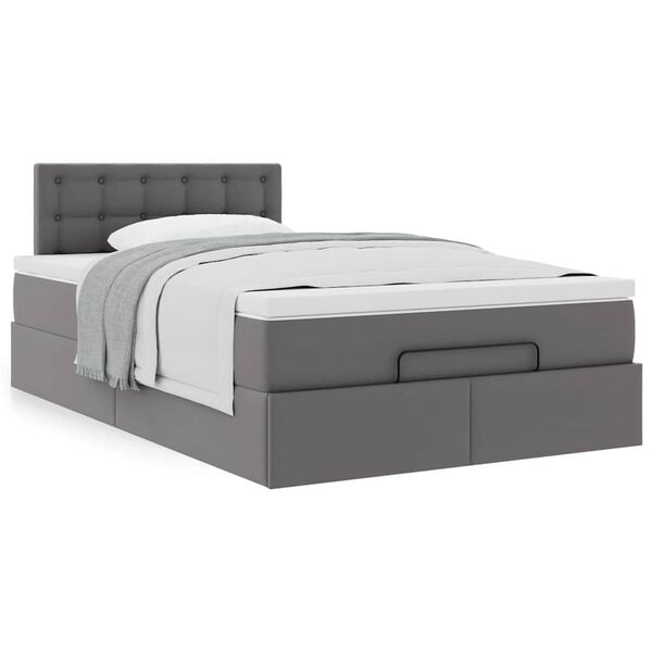 vidaXL Estructura cama otomana colch&oacute;n cuero sint&eacute;tico gris 120x200cm